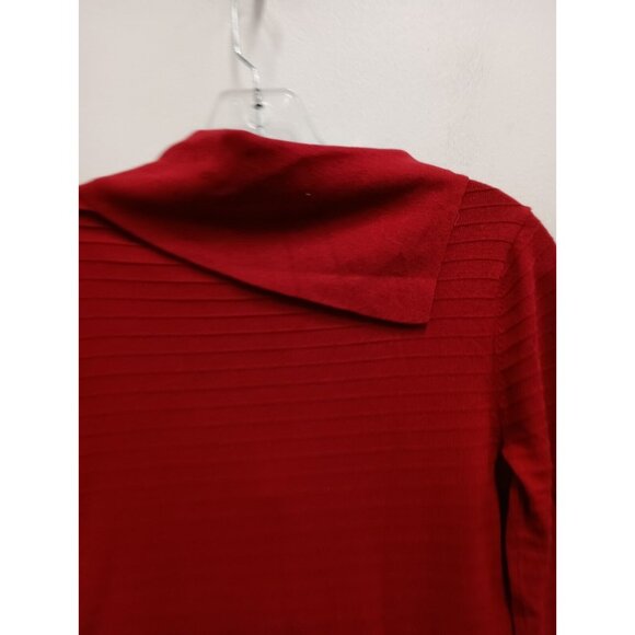 White House Black Market Womens Sweater XS Red Ribbed Slit Cowl Neck Pullover - Picture 10 of 10